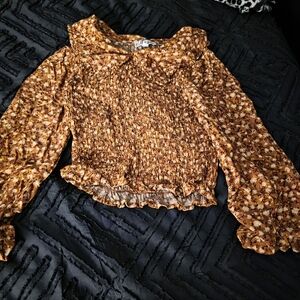 Floral Smocked Brown Top